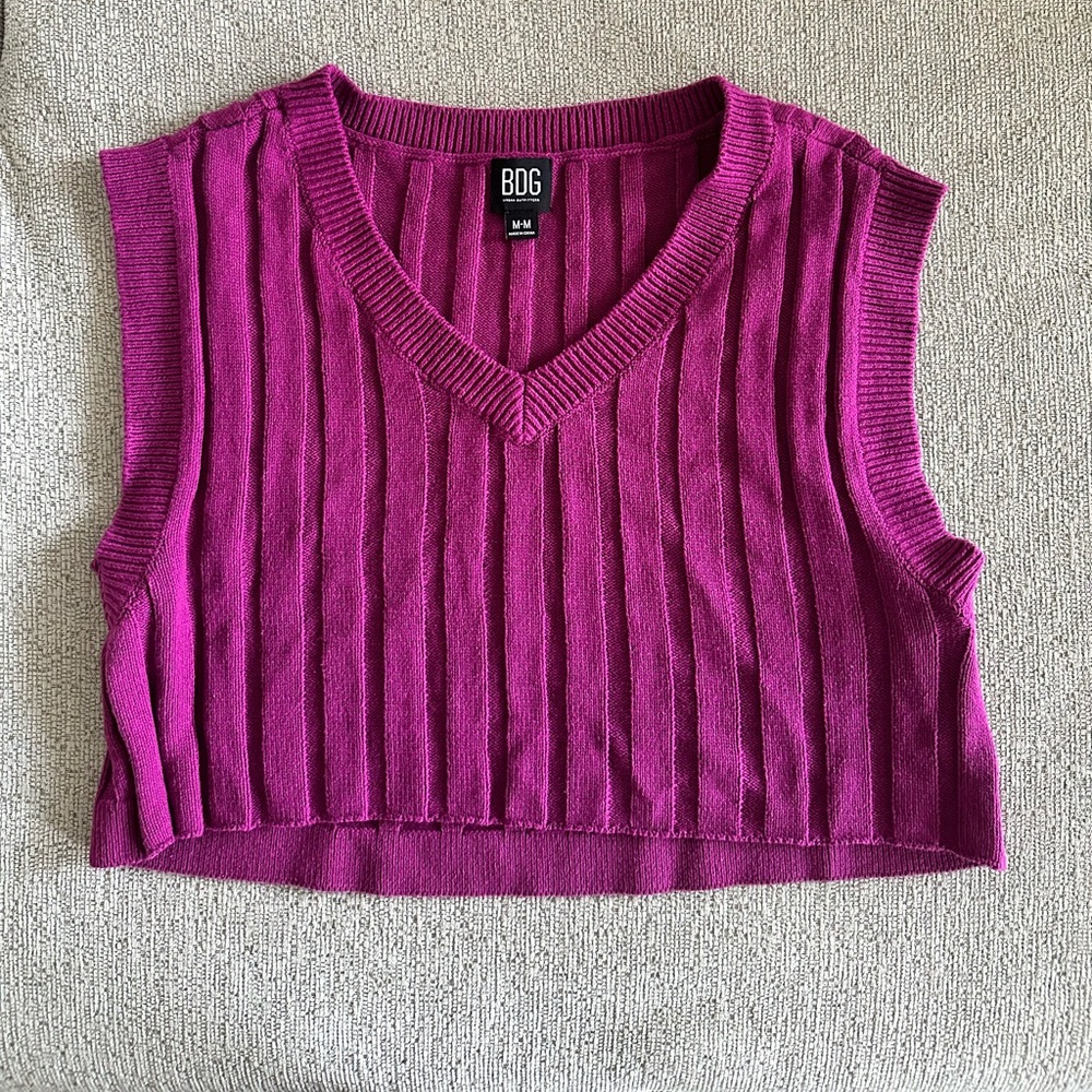 BDG Magenta Ribbed Sweater Vest